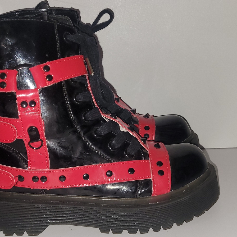 Black and Red Combat Boots